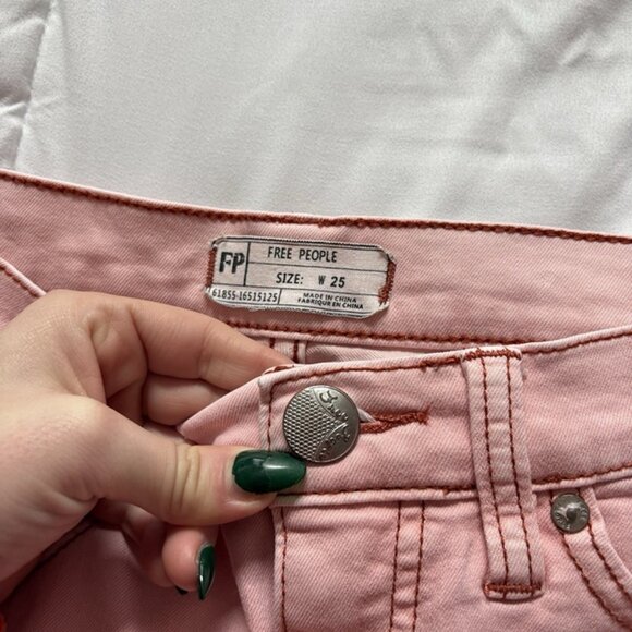 Free People Jeans Womens Size W25 Coral Pink Zip Boho Hippie Hipster Summer - Picture 3 of 9